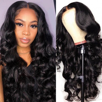 Bouncy Body Wave 100% Human Hair Wig Pre Plucked 4x4 HD Lace Closure Wig and 13x5x1 T part Lace Wig