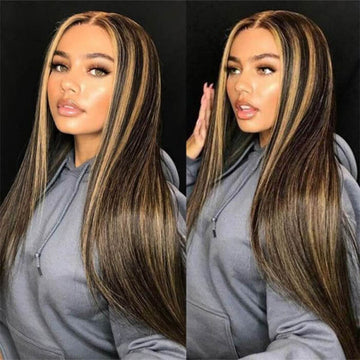 Highlight 1B/27 Straight Lace Front Wigs Human Hair for Women 150% 180% Density