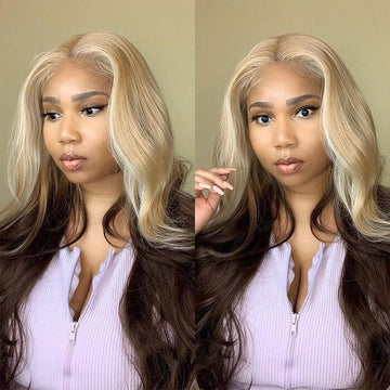Ombre Lace Front Wigs Body Wave 613 Blonde Brown 13x4 5*5 Lace Front Human Hair Wigs