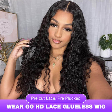 Water Wave Pre Cut 4x4/5x5 HD Lace Closure Wig Human Hair Wear & Go Glueless Wigs-Air Wig