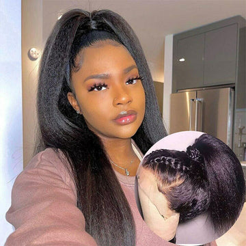 13x6/13x4 HD Lace Front Human Hair Wig Kinky Straight Lace Frontal Wig For Women