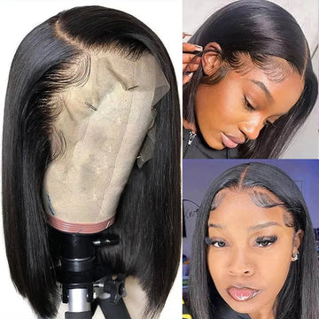 Straight Short Bob 13*4 Lace Front Human Hair Wigs Pre Plucked Human Hair Wigs